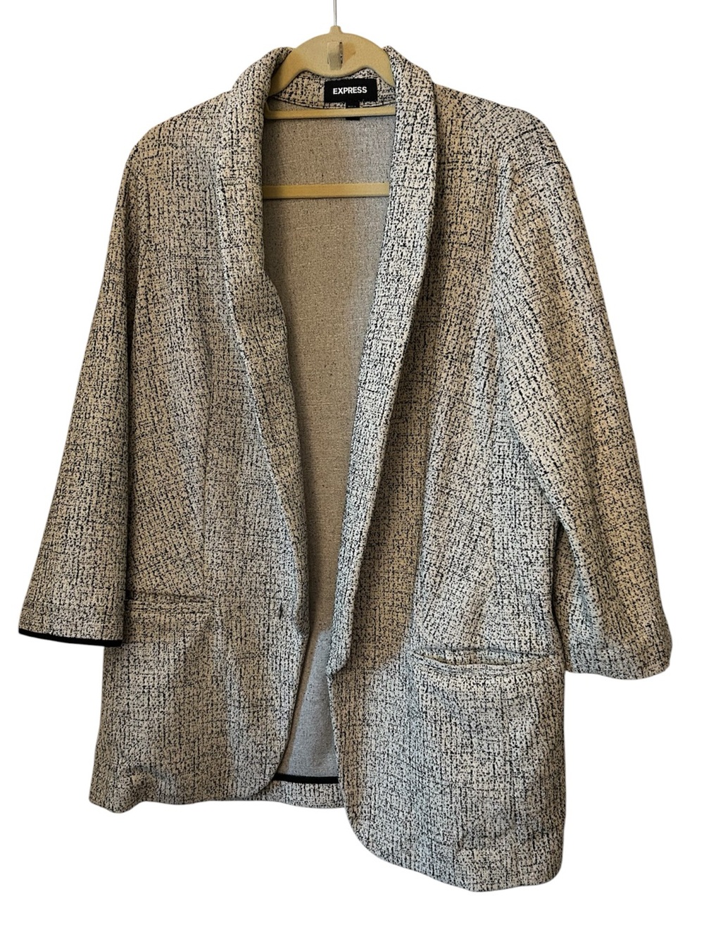 Express Lightweight Blazer Open-Front Black &‎ Gray Size XL
